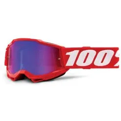 100% Accuri Gen. 2 Youth Goggle Anti Fog Mirror Lens Neon Red