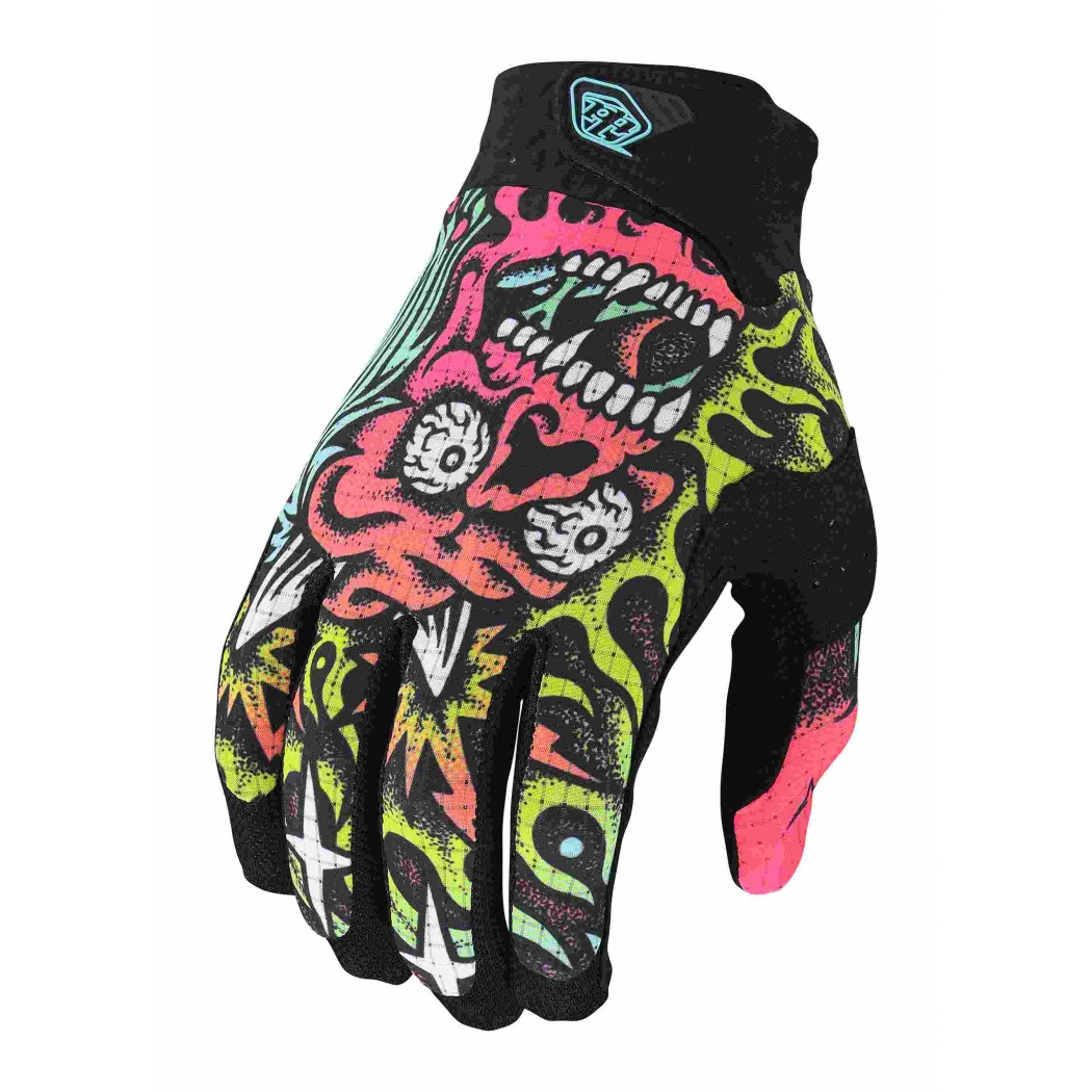 Troy Lee Designs Air Glove Skull Demon Orange Green